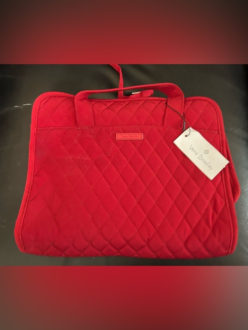 New With Tags Vera Bradley Bright Red Quilted Hangable Cosmetic Tote